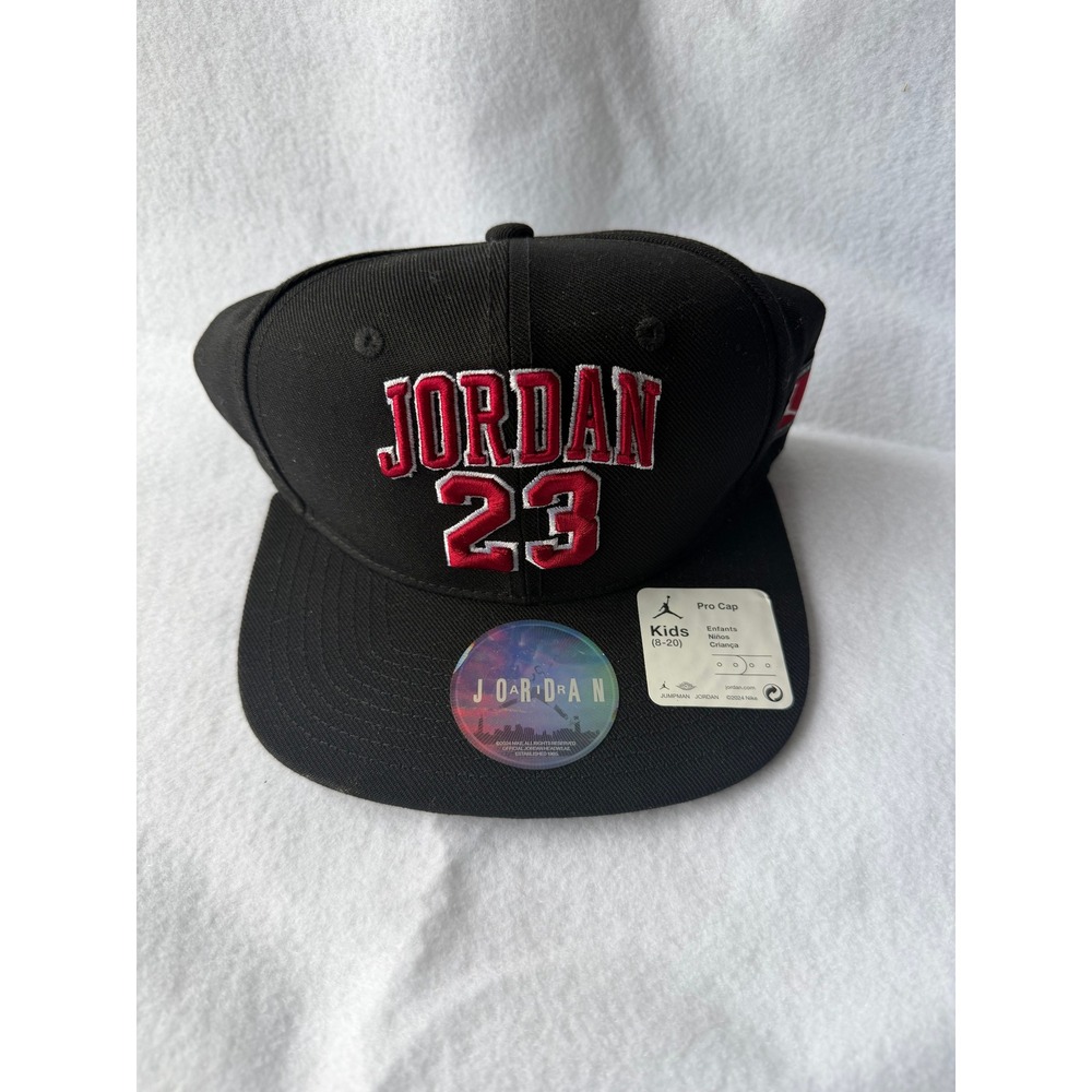 Jordan Pro Cap Kids 8-20 Snapback Black Red 23 9A0781-023 NWT